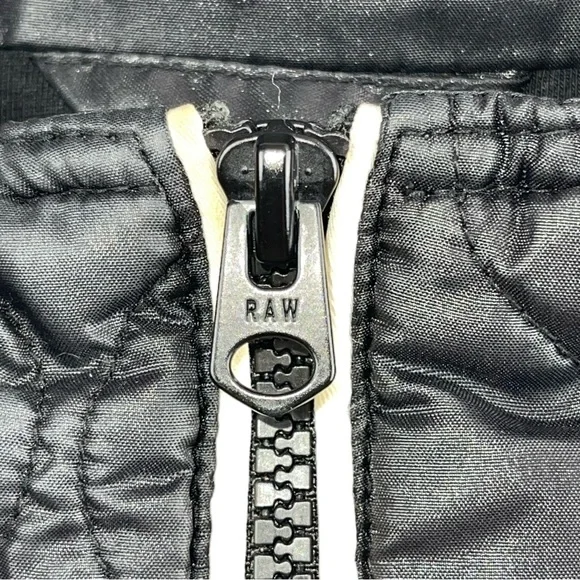 G-STAR RAW Midder Quilted Bomber Jacket Black White Trim Collar Sz M - Picture 5 of 11